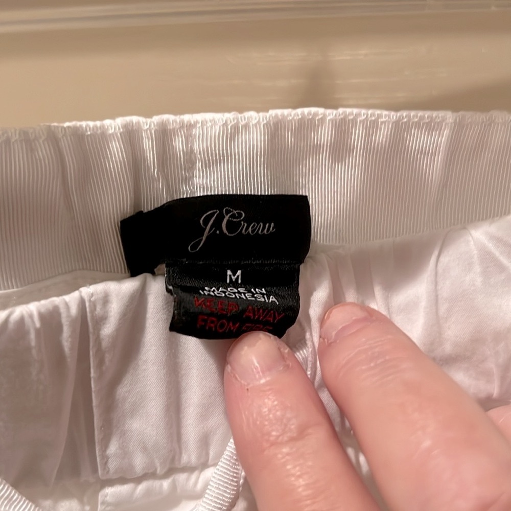 J. Crew Pajama Pant White with blue trim size medium - Picture 3 of 5